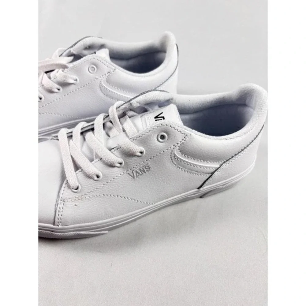 Vans Low Top Sneakers White Leather Lace Up Skate Shoes Youth 6.0 UK 5.0